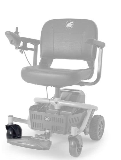 MBX-161-CWA-R right caster fork assembly shown in color on the Golden LiteRider Envy LT GP161, rest of the chair greyed out