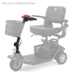 Red complete tiller shown in color on the Golden LiteRider 3-Wheel GL111, rest of the scooter greyed out