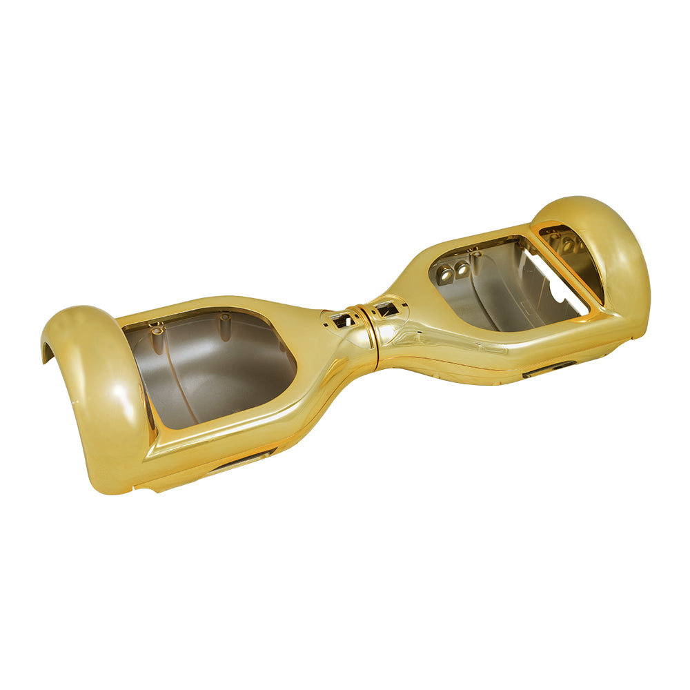 Metallic Color Body Panel Set for Self Balancing Hoverboards, featuring shiny gold panels with a sleek, hole-in-the-middle design, suitable for replacing worn-out parts on 6.5 wheel models.