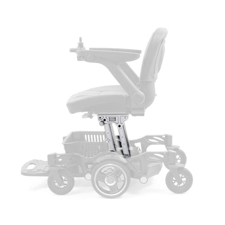 Golden Buzzaround CarryOn GP130 power chair with the silver MFA-0105 seat post shown in color and the rest of the chair greyed out