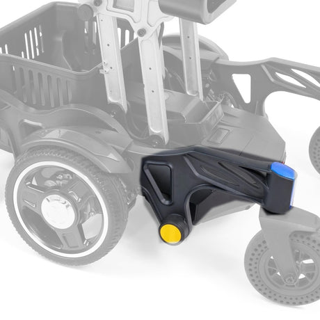 Golden Buzzaround CarryOn GP130 power chair with the right rear caster arm (MFA-0108) shown in color and the rest of the chair greyed out