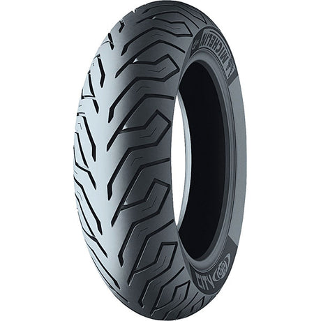 Michelin 120/70-14 City Grip Premium Scooter Tire, showcasing a close-up of its black tread designed for optimal traction and control in various weather conditions.