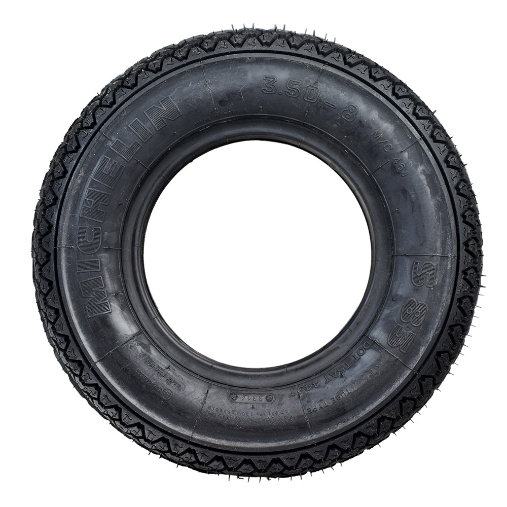 Michelin 3.00-8 S83 Retro Scooter Tire, showcasing classic tread design and durable build, ideal for vintage Vespa models.