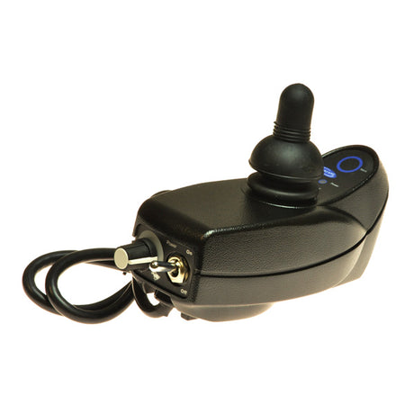 MKIV RII Joystick for Invacare Pronto Power Chairs, featuring a black device with a plug, designed for precise control of select Pronto power chair models.