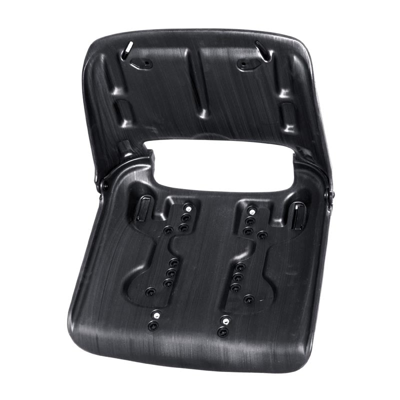 Molded Seat Frame Assembly for the Pride Celebrity X (SC400/SC4001/SC440/SC4401) mobility scooter, featuring a black plastic seat back and seat base, without cushions or covers.