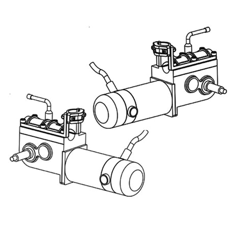 Left Drive Motor Assembly for the ActiveCare Wildcat and Wildcat 450 Power Chairs; a detailed line drawing shows the motor's structure, including its wheel and mechanical components.