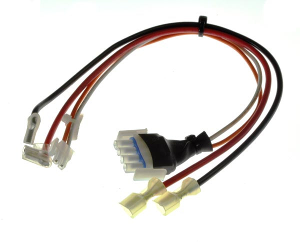 Close-up of the Motor and Brake Harness for Pride Go-Go Travel Vehicle (SC40) showing detailed electrical wiring, heat-shrink tubing, and connectors.