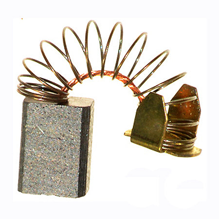 Motor Brush for the Quantum Blast 850 (DRVBRSH1012) shown with a small metal spring and a rectangular graphite component, essential for the power chair's DC motor system.