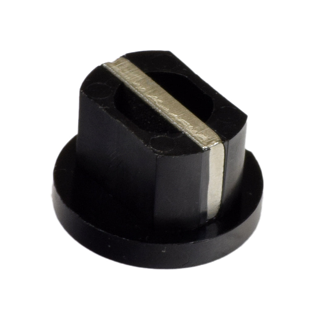 Motor Coupler Key for Pride Mobility Scooters, featuring a close-up of a black and silver metal object, specifically the motor coupler with the Nylon coupler piece essential for connecting the motor to transaxle units.