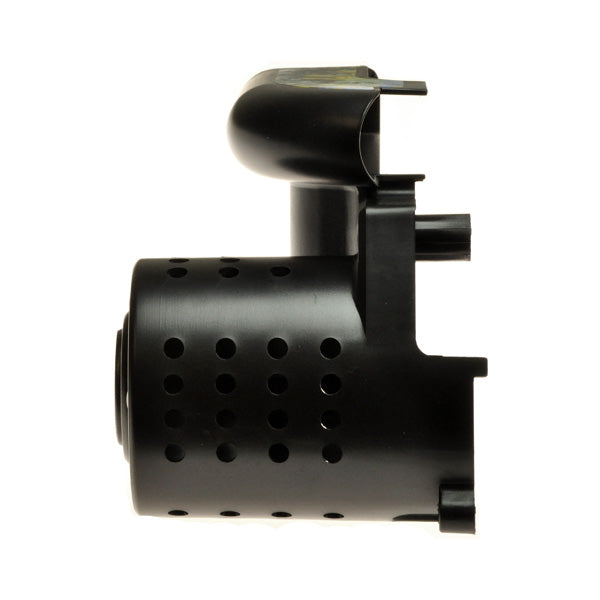 Motor Cover with Screws for the Razor Trikke E2, featuring a black plastic design with ventilation holes. This cover protects the front wheel motor from damage and shields the rider from moving parts.