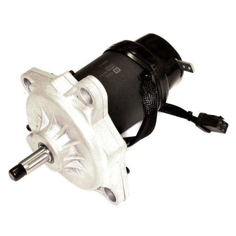 Close-up of the Drive Motor Assembly (CM808-075A/CM808-075B) for the Jazzy Select & Select GT, featuring a CCL motor and Warner Electric brake with visible mounting brackets and bolts.