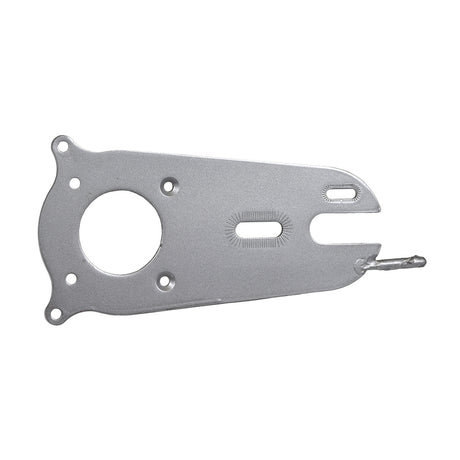 Motor Mount Plate for eZip and IZIP Electric Bikes: a polished silver metal plate with holes, designed to enhance the appearance of your e-bike.