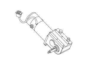 Left Motor Assembly for Jet 7 Manufactured Prior to October 8, 2003, depicted in a detailed technical sketch showing components like the motor, solenoid brake, brake cap, motor brushes, and assembly hardware.