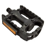 MTN Sport II 1/2 Threaded Pedals, black plastic bicycle pedals with yellow handle accents, ideal for bikes and scooters.