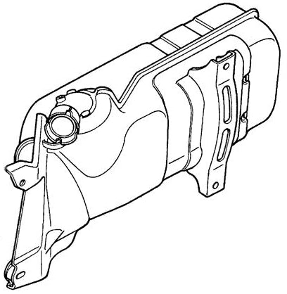 Muffler for Honda Helix CN250 (1986-2001 Models) (OEM), illustrated in black and white line art, depicting a detailed sketch of the muffler's design and structure.