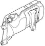 Muffler for Honda Helix CN250 (1986-2001 Models) (OEM), illustrated in black and white line art, depicting a detailed sketch of the muffler's design and structure.