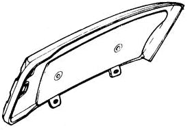 Muffler Protector for Honda Elite 250 (1985 Models) (OEM), depicted in a detailed black and white sketch, illustrating the metal object's rectangular shape and design specifics.