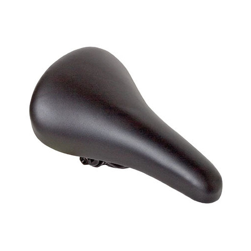 MX Kid's Saddle Seat for Bikes & Scooters shown in black, featuring a streamlined design suitable for child-sized bicycles, electric bicycles, and scooters.