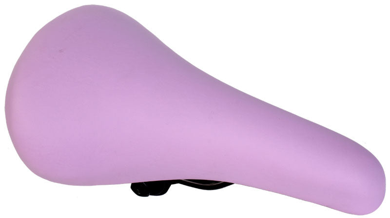 MX Kid's Saddle Seat for Bikes & Scooters: A purple bicycle seat designed for child-sized bikes, electric bicycles, and scooters, compatible with Razor, Currie, eZip, iZip, and Schwinn models.