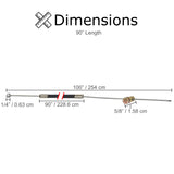 Go-Kart Throttle Cable with Ball & Barrel Ends (269 Rotary Style) - Diagram shows a metal rod with a retaining ball on one end and a barrel on the other, including close-up measurements.