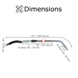 121 Throttle Cable for 150cc - 250cc Kandi & Roketa Go-Karts & Dune Buggies, shown with a detailed diagram illustrating its length, noodle, rubber boot, and two nuts for secure installation.