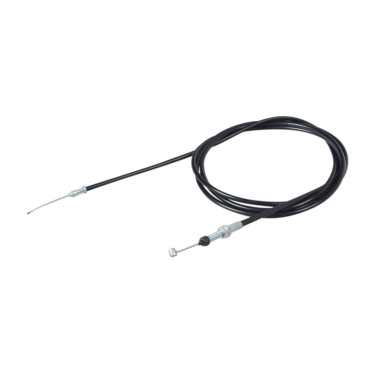 75 Throttle Cable for the Coleman CK100 Go-Kart, featuring a black cable with a silver screw and metal handle, designed for various powersports models.