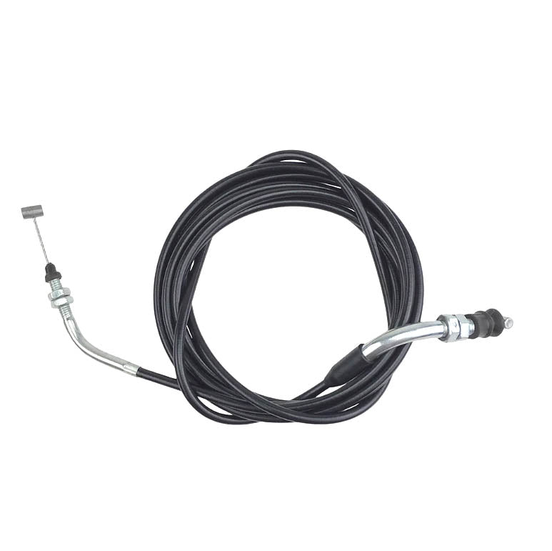 76 Throttle Cable for TaoTao Arrow 150, Targa 150, & Coleman BK200 Go-Karts, featuring a metal handle and connectors on both ends with visible threaded ends and nuts.