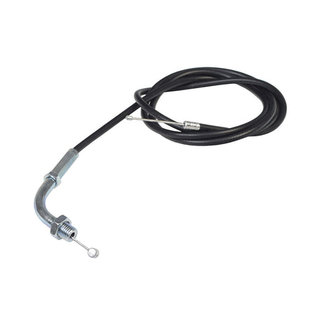 47 Throttle Cable featuring a black cable with a silver handle and tip, designed for 2-stroke gas scooters.