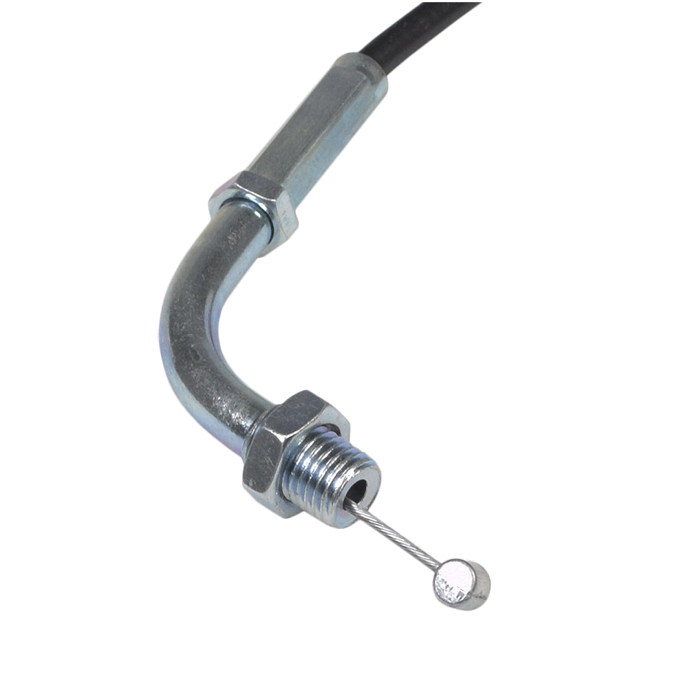 47 Throttle Cable for gas scooters, featuring a close-up of the metal pipe with a small round connector, showcasing its sturdy build and compatibility with 2-stroke gas engines.