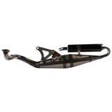 Performance Exhaust Pipe for the 50cc Yamaha Zuma 50 2T (NCY), featuring a sleek metal muffler with a black handle, designed to enhance the 2-stroke engine's performance.