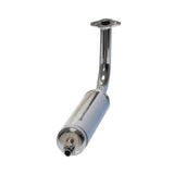 Exhaust Pipe & Muffler for 48cc - 80cc 2-Stroke Bicycle Engine Kits: A polished chrome muffler with an attached exhaust pipe, showcasing a sleek, cylindrical design and pre-welded construction.