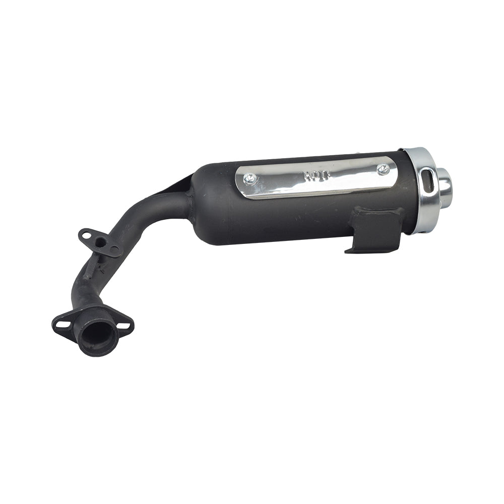 Muffler for the Kandi KD-110GKG-2 Go-Kart, featuring a sleek black body with a distinct silver handle.