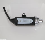 Muffler for 150cc Go-Karts (Blemished) - black and silver pipe with a white band, suitable for various Chinese 150cc go-kart brands.