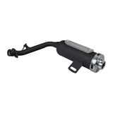 Muffler for the Kandi KD-49FM5-E Go-Kart (Blemished) featuring a black and silver finish, a 3 diameter, a 17 length, heat shield, screen-type spark arrestor, and 1 internal diameter pipe.