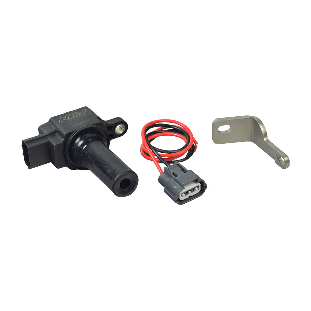 Direct Ignition Coil for 2-Stroke and 4-Stroke Engines, showcasing a black electrical device with a wire and metal components, essential for enhanced spark and performance in NCY engines.