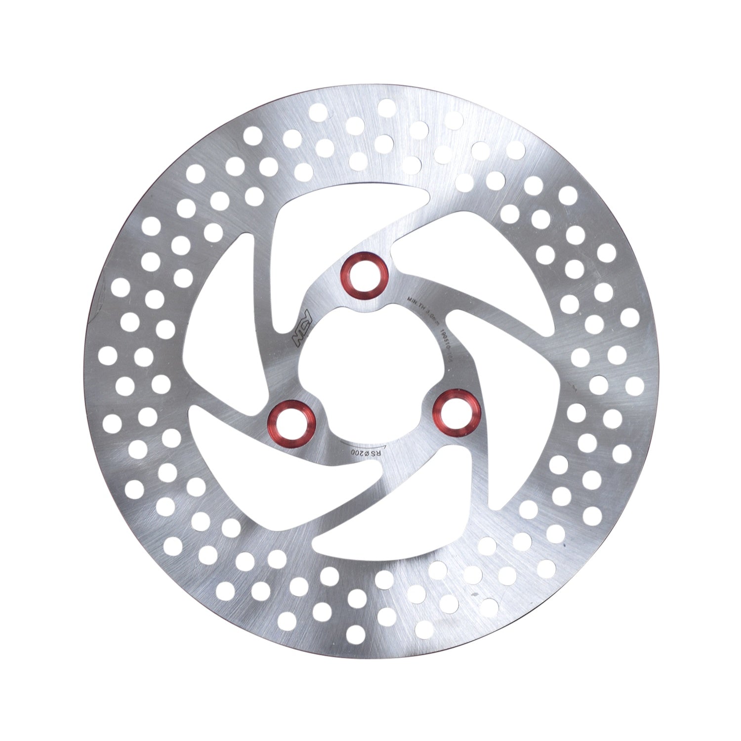 Fixed 200 mm Brake Disc for 50cc Yamaha Scooters, featuring a circular metal design with multiple holes, ideal for enhancing braking performance with a Yamaha Jog fork layout.