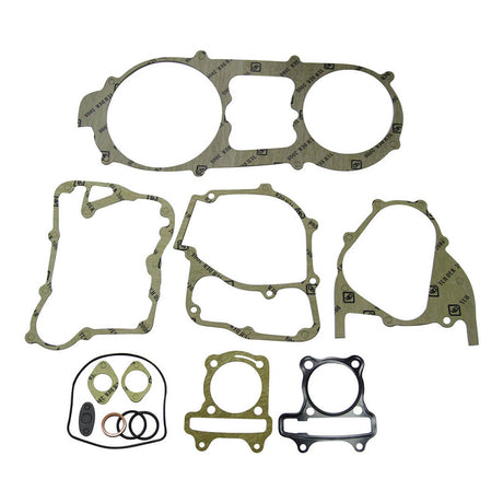 59 mm Engine Gasket Set for 50cc, 125cc, and 150cc GY6 Engines, featuring a group of gaskets and seals in various shapes and sizes, including close-ups and detailed views.