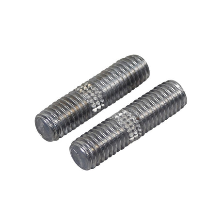 8 mm Exhaust Pipe Studs for Performance Exhausts: Close-up of two metal studs adorned with small diamonds, showcasing the standard 8mm thread diameter, suitable for most 125cc and larger scooters.