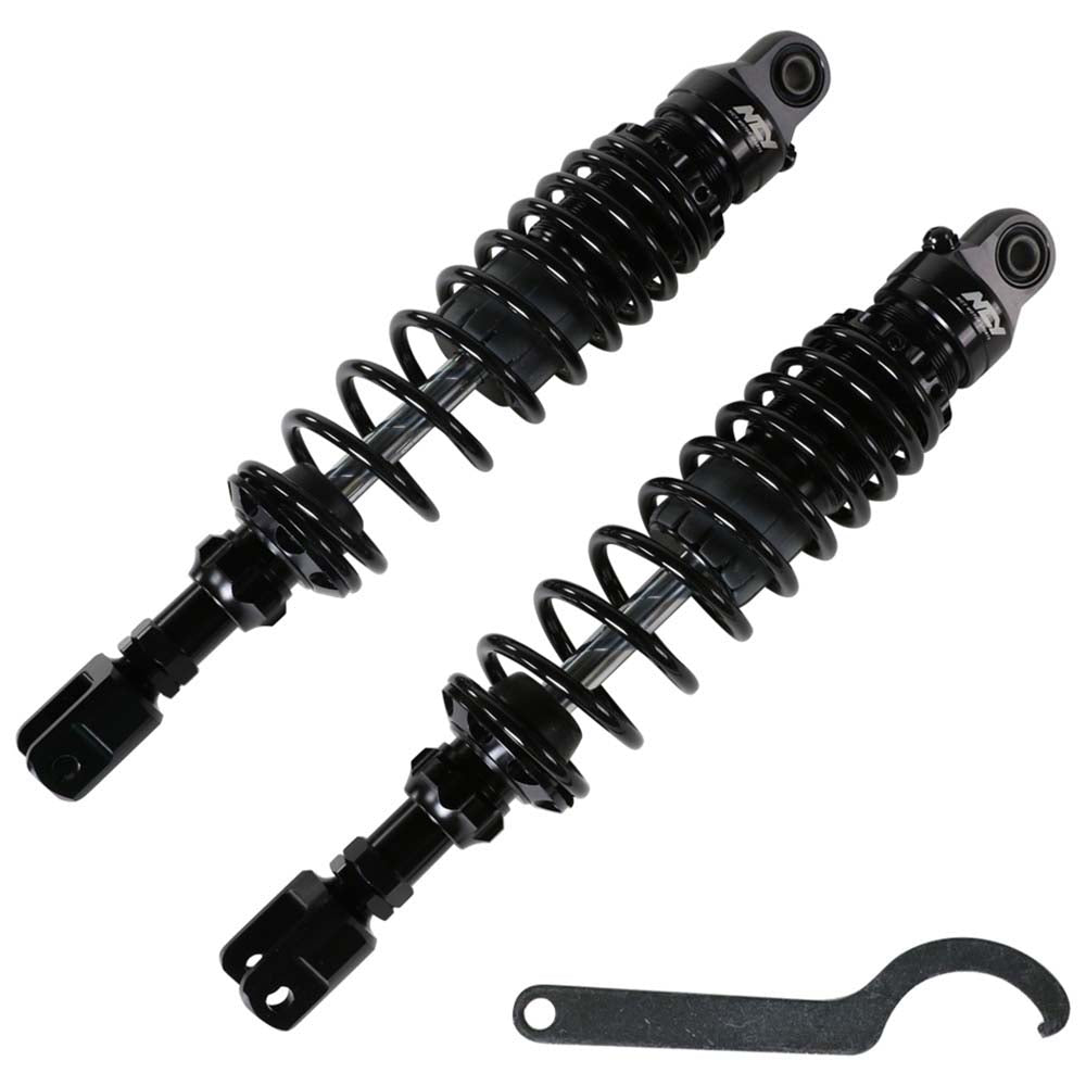 Rear Shocks for the Yamaha Zuma 125, featuring a pair of black shock absorbers with visible coil springs, designed for high performance and durability.