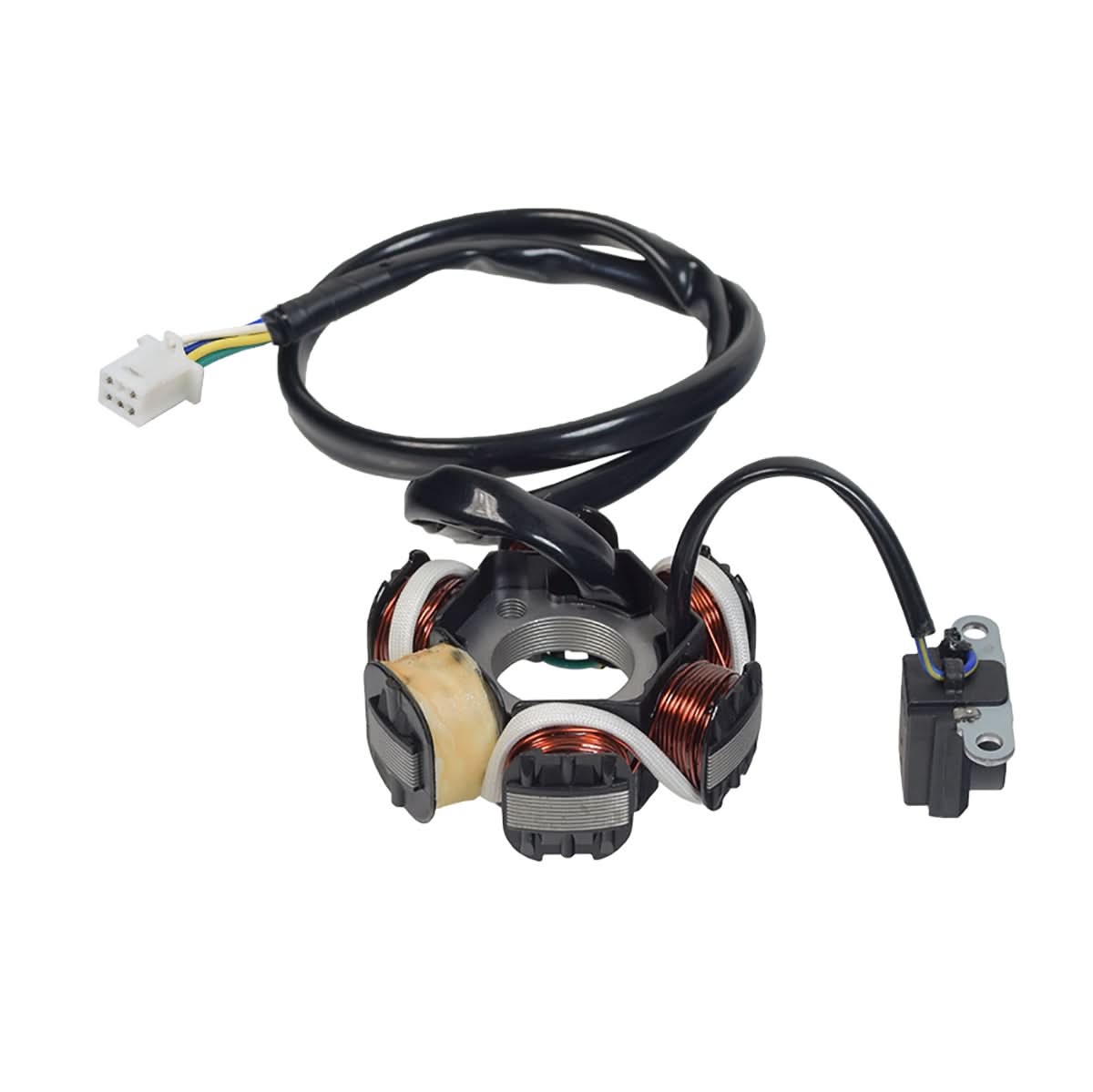 6 Coil Magneto Stator with 3+2 Wiring Connector for 50cc, 125cc, & 150 ...