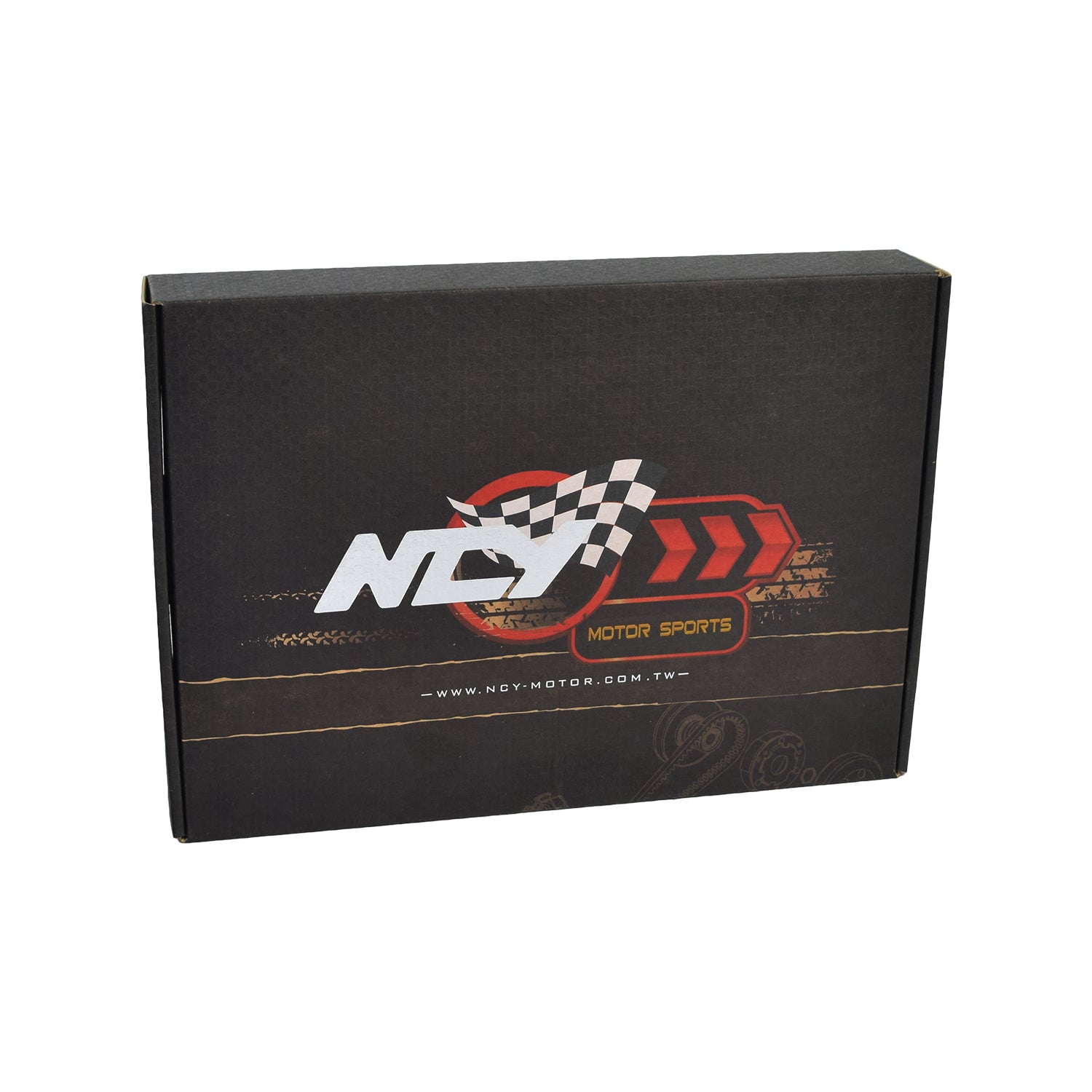 GY6 150 Stage 1 Performance Kit (NCY) featuring a black box with a logo, showcasing components like the stainless exhaust, variator kit, clutch assembly, and flywheel for scooter upgrades.