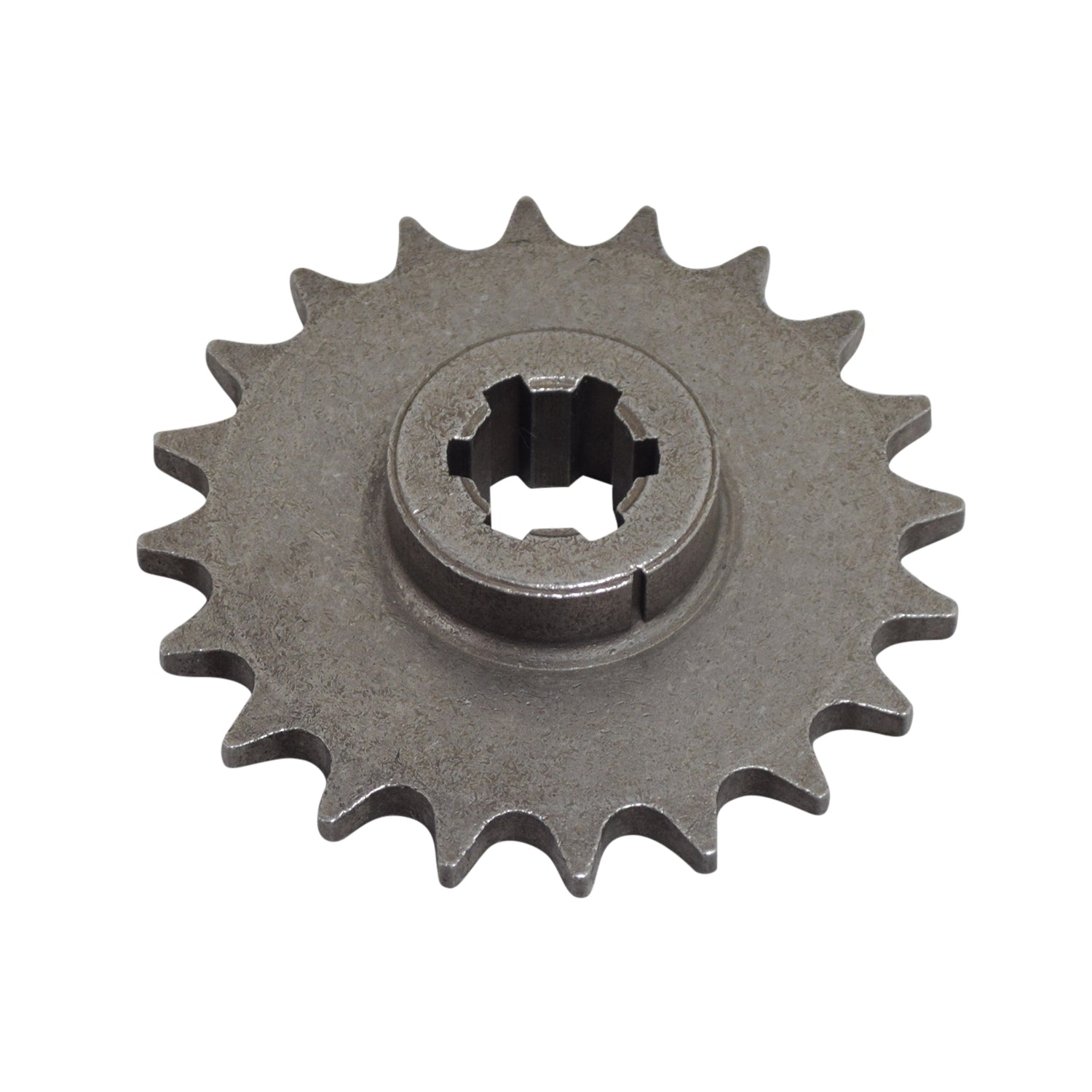 Close-up of an 8mm 05T Chain 20 Tooth Drive Sprocket for 49cc & 52cc gas scooter engines, highlighting the metal gear teeth and central hole. Ideal for transmission spindle attachment.