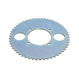 Close-up of an 8mm Chain Sprocket - 54 Tooth with a 2-9/16 mounting hole circle and four mounting holes, designed for 49cc & 52cc engine gas scooters, pocket bikes, and choppers.