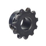 #25 Motor Sprocket - 11 Tooth - for Currie Scooters, a black metal gear with a central hole, essential for the scooter's drive system, compatible with #25 pitch roller chains.