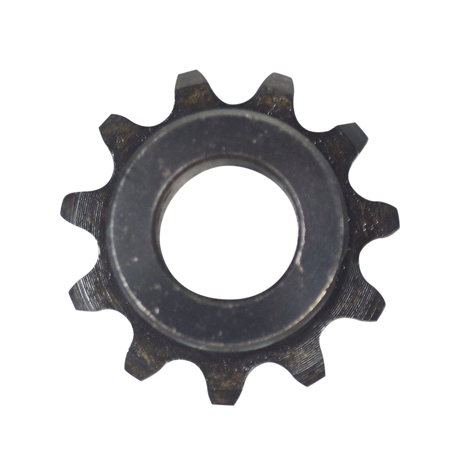 Close-up of the #25 Motor Sprocket - 11 Tooth for Currie Scooters, showing its detailed metal gear design.