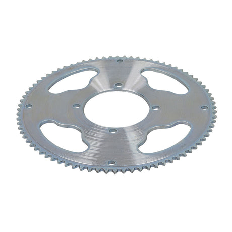 #25 Chain Sprocket - 80 Tooth - 2-9/16 Mounting Hole Circle (x4 Holes), featuring a close-up view of the circular silver gear with precisely cut teeth.