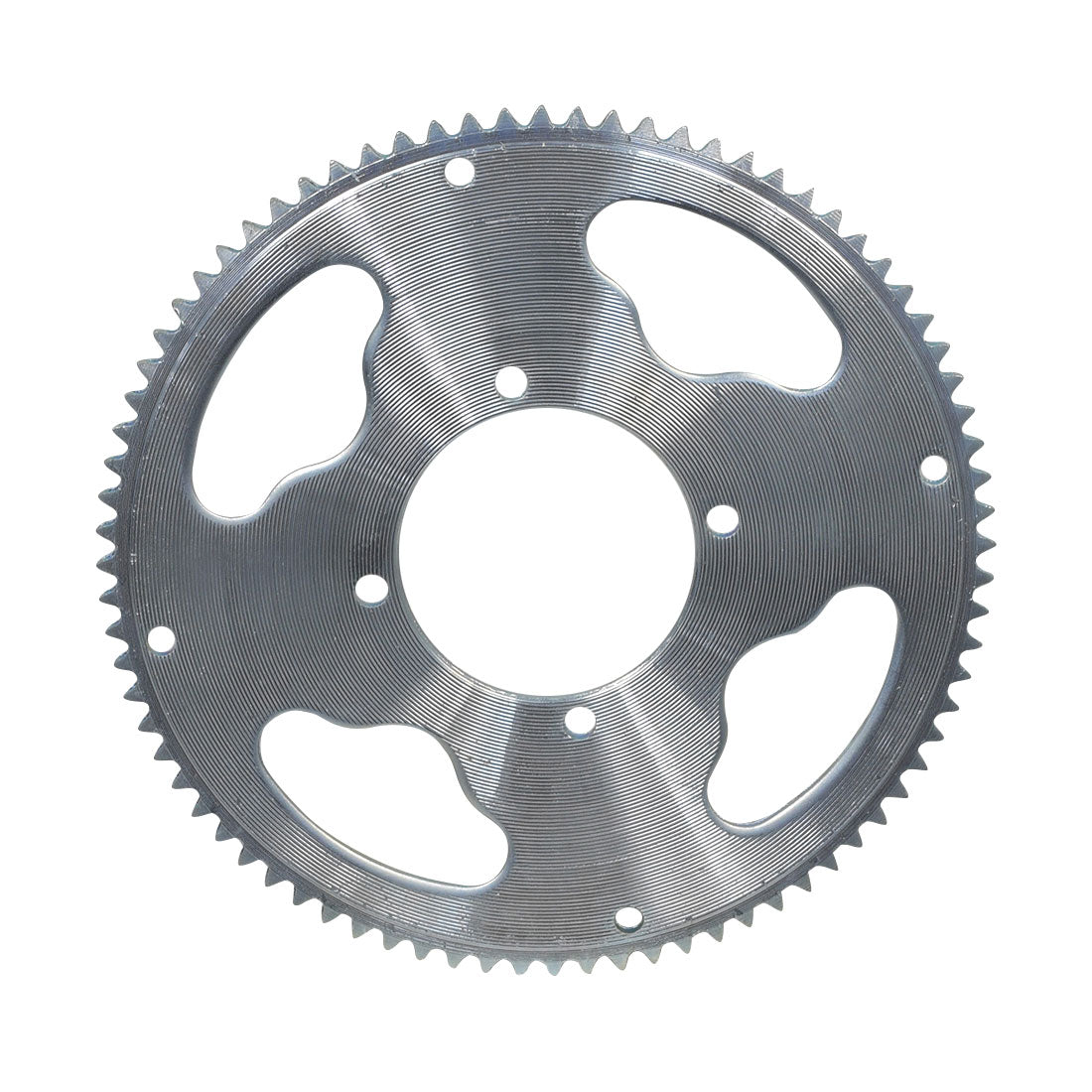 Close-up of the #25 Chain Sprocket - 80 Tooth for the Pulse Street Cruiser, featuring a circular metal gear with multiple holes for easy mounting.