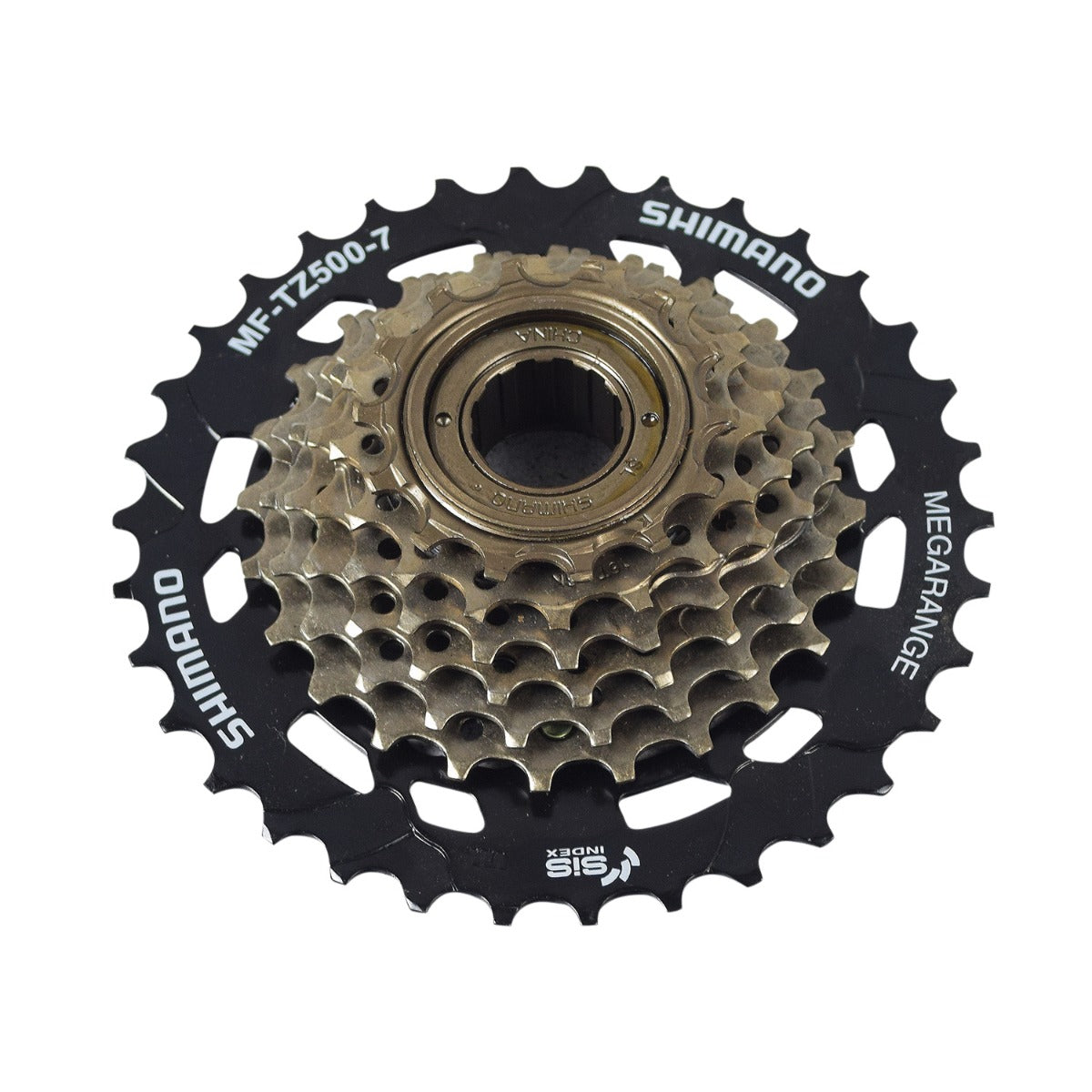 Close-up of the MF-TZ31 & MF-TZ37 7 Speed Freewheel Chain Sprocket, showing the intricate metal gear teeth and circular design, essential for eZip and IZIP electric bike compatibility.