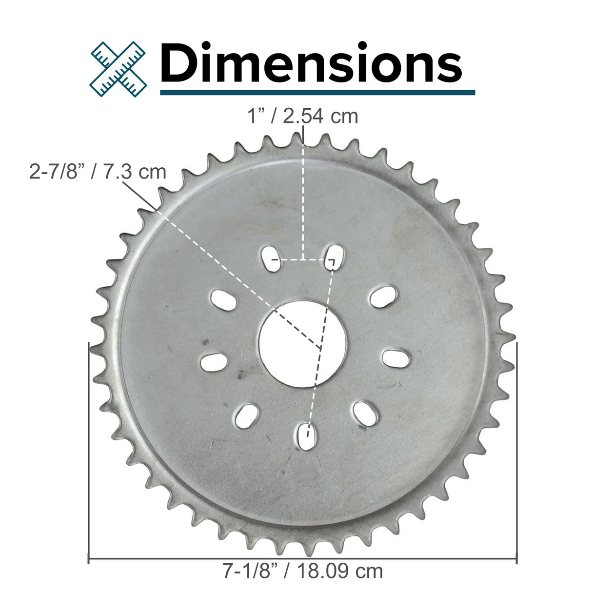 9-Hole Sprocket for 48cc - 80cc 2-Stroke Bicycle Engine Kits featuring a 44-tooth gear with a 36 mm center hole, commonly used in gasoline bike conversions.