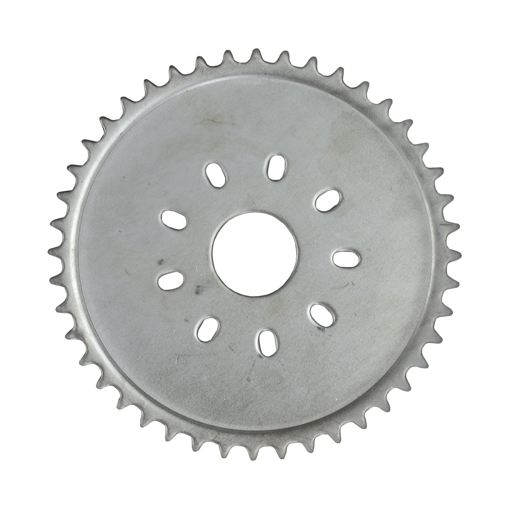 9-Hole Sprocket for 48cc - 80cc 2-Stroke Bicycle Engine Kits, featuring a metallic gear with 44 teeth and multiple holes for chain attachment, designed for gasoline bike conversions.